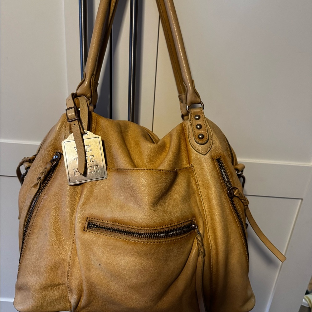Free People Tan Leather Tote Bag
